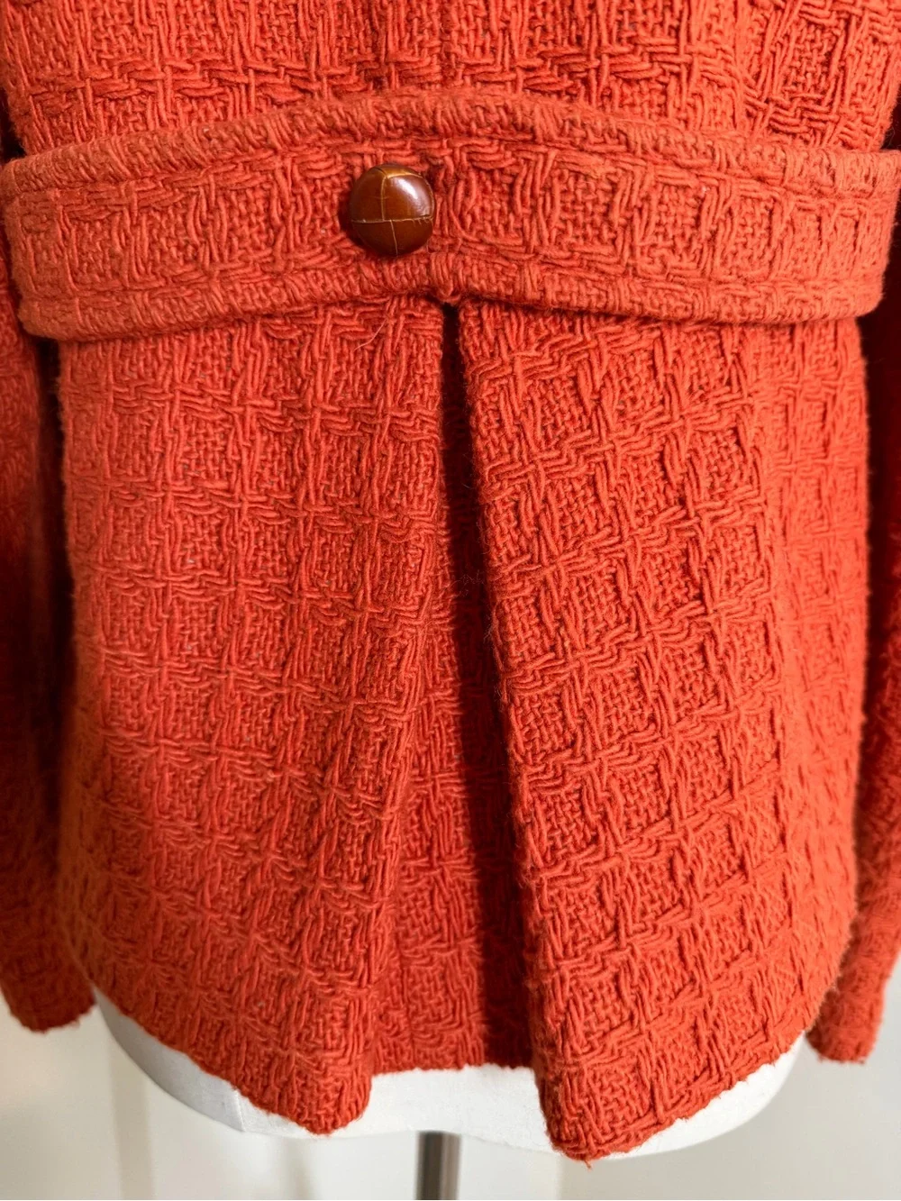 Zara Basic Women’s Burnt Orange -SZ S- Cropped Tweed-Wool Blend Textured Jacket